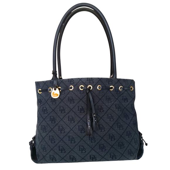 Vintage Dooney& Bourke blk & gray signature shoulder bag old money Regencycore - Picture 2 of 12